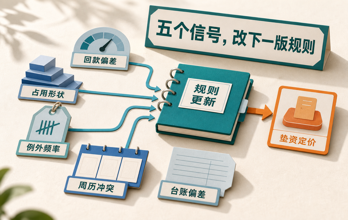 五类复盘信号写回规则更新，并向下一篇的垫资定价工具交接