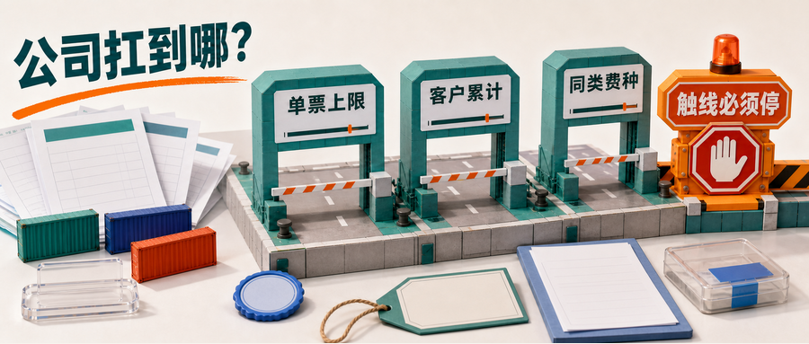 公司面对异常费用时,用单票、客户累计和同类费种三层上限决定何时必须停止