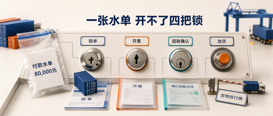 一张付款水单面对赎单、开票、回款确认和放货四个不同控制锁