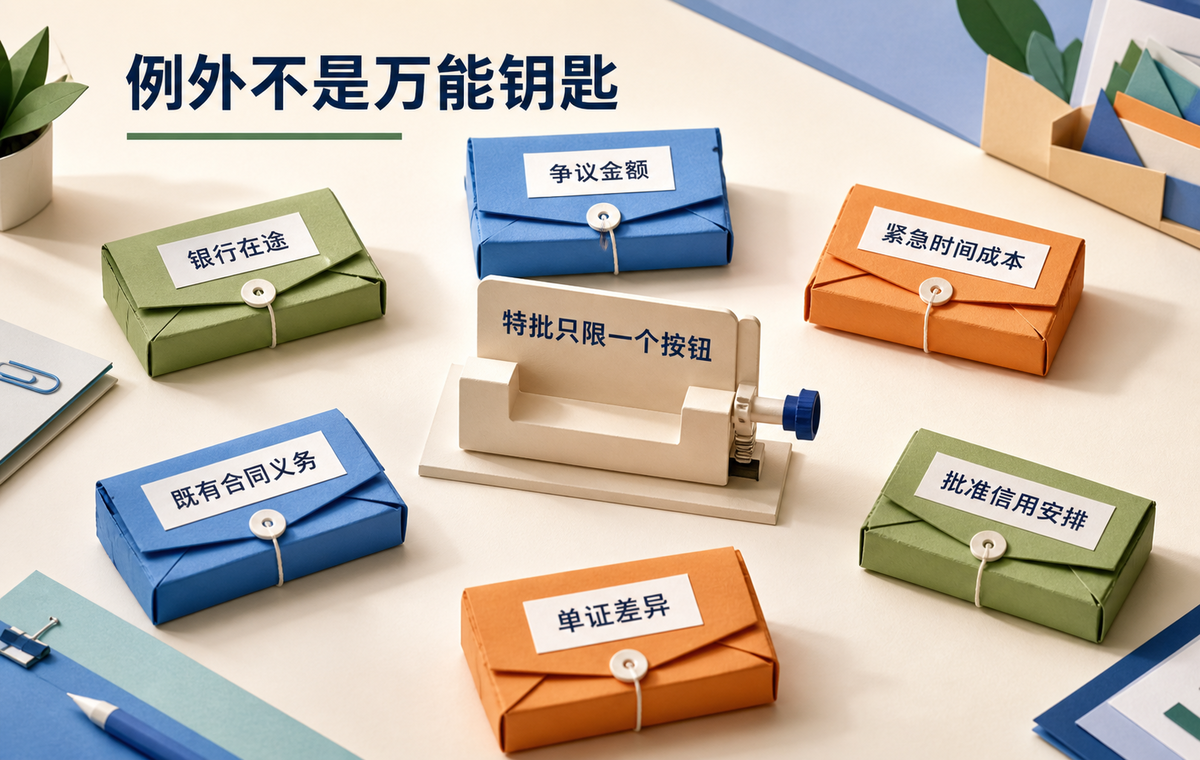 六类例外证据包与单按钮特批夹具