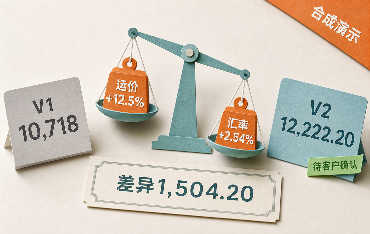 合成演示中运价和汇率同时越线,V2仍待客户确认