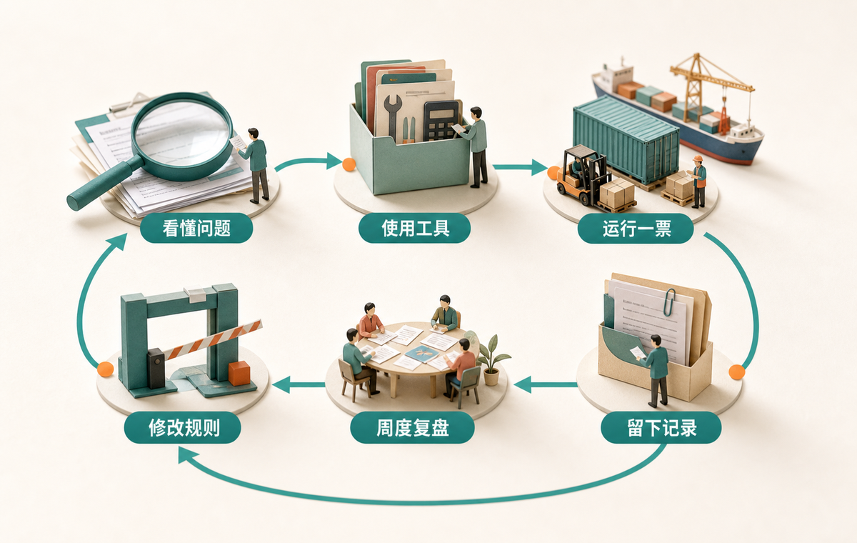 系列闭环：看懂问题、使用工具、运行一票、留下记录、周度复盘、修改规则