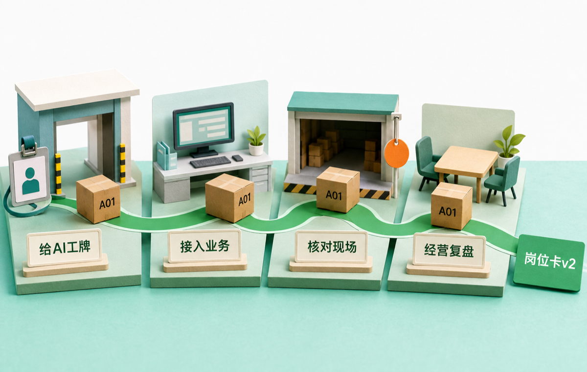 系列沿着给AI工牌、接入业务、核对现场和经营复盘闭合证据链