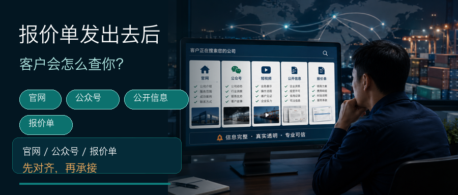 封面:报价单发出后,客户回头检索物流公司线上信息的信任路径