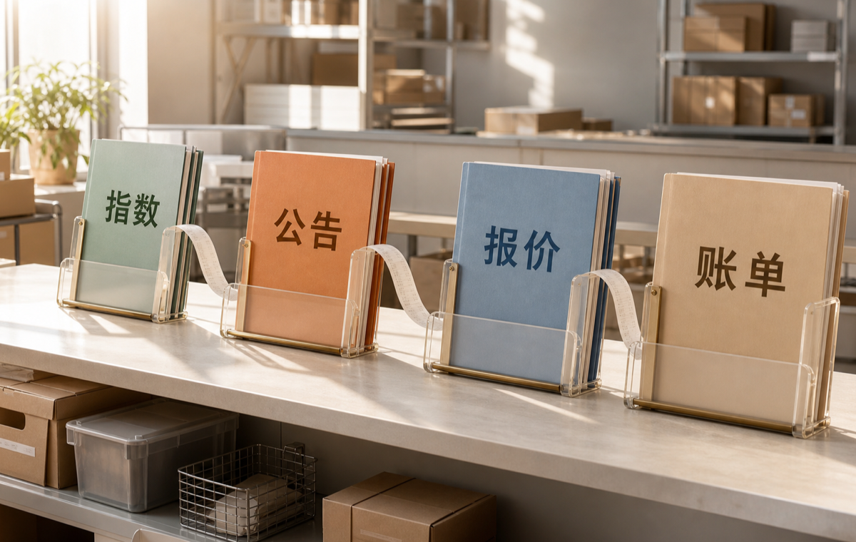 指数、公告、报价和账单是四份不同文件。