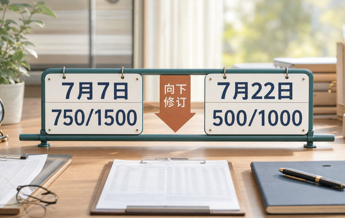 同一 PSS 公告在 7 月 7 日和 7 月 22 日两次换挡。